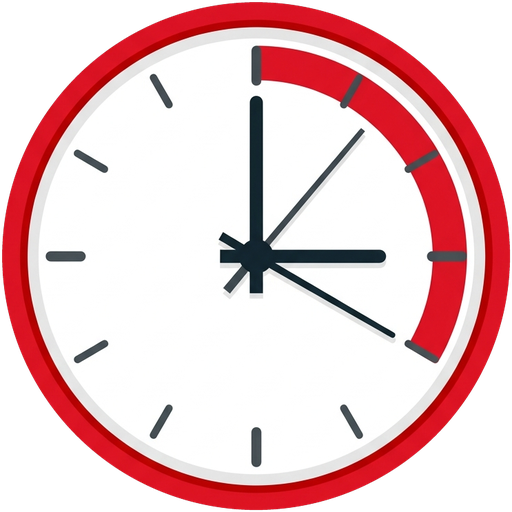 Runde Uhr, längst überfällig, rot markiert